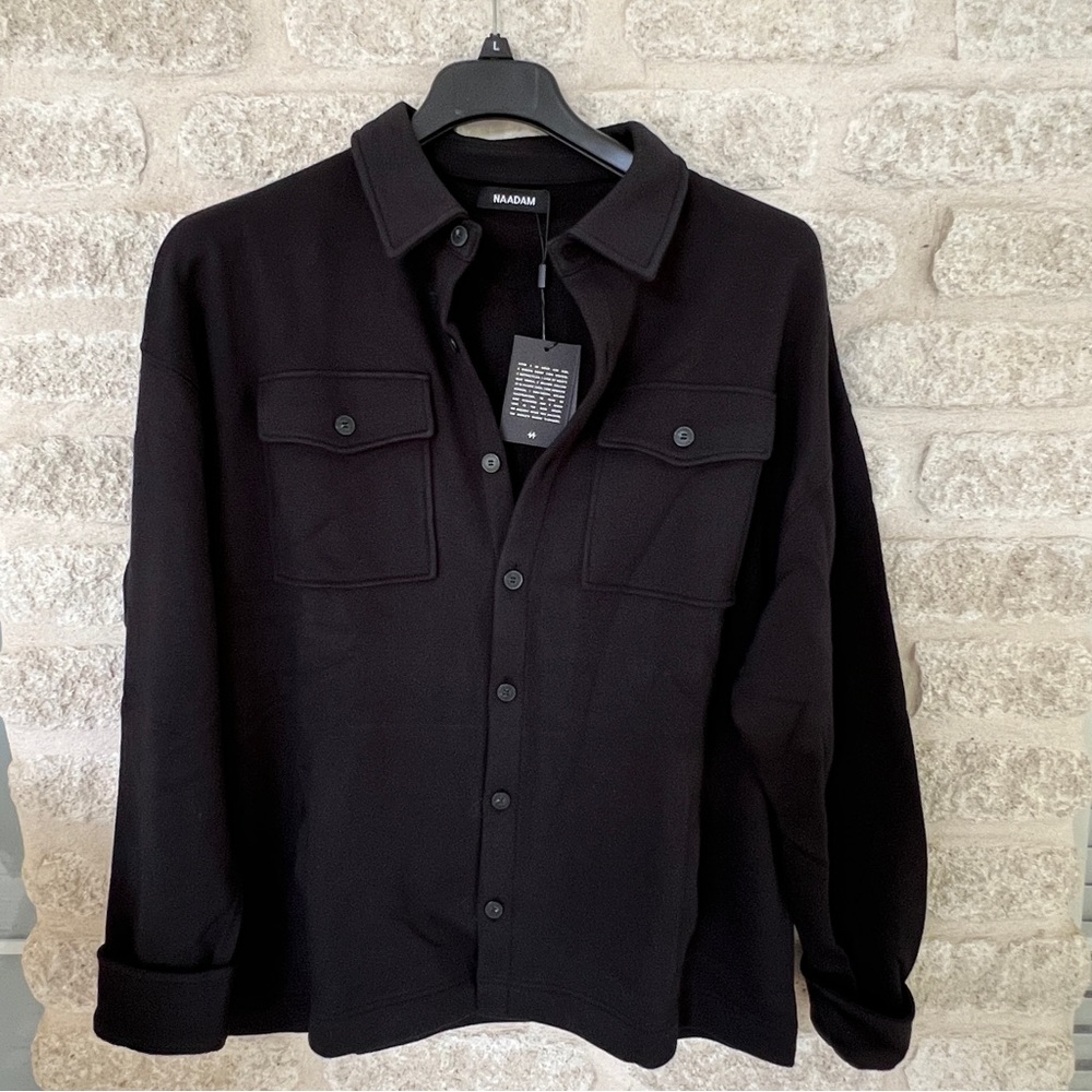 NAADAM Unisex Black Shirt Jacket cotton cashmere NWT L Large